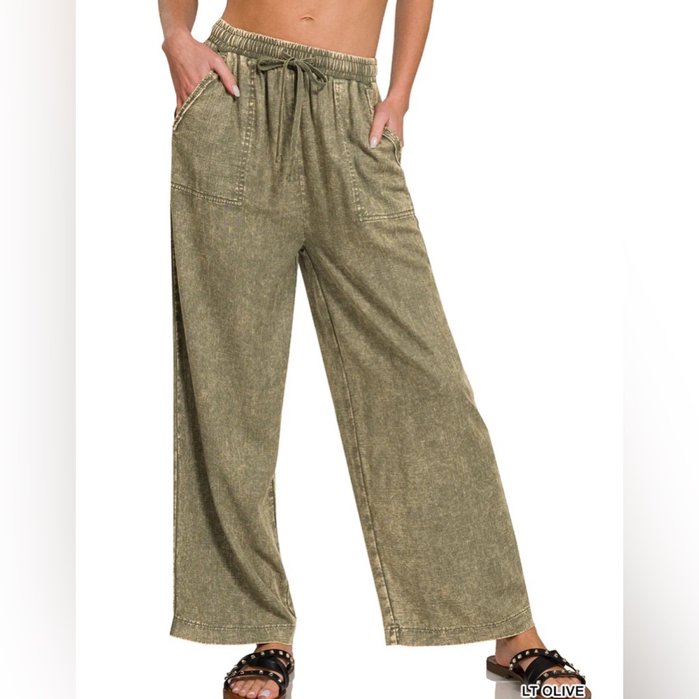 NWOT Zenana Linen Lend Palazzo Pant